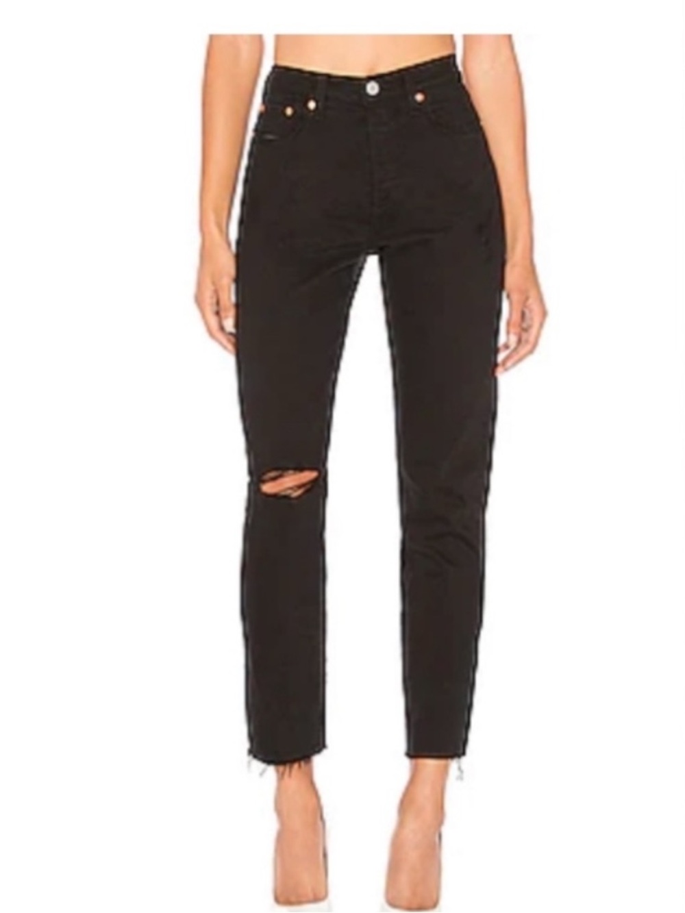 Levi's Wedgie Icon Cropped Distressed Jeans